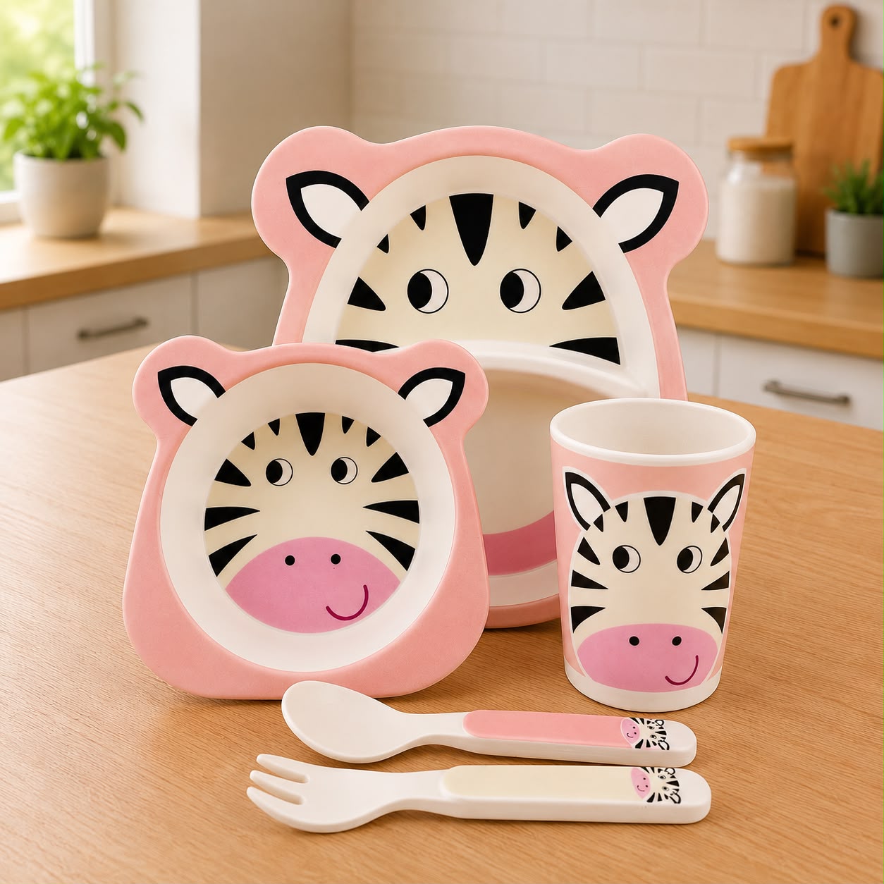 Set Zebra de Alimentación Infantil – 5 Piezas